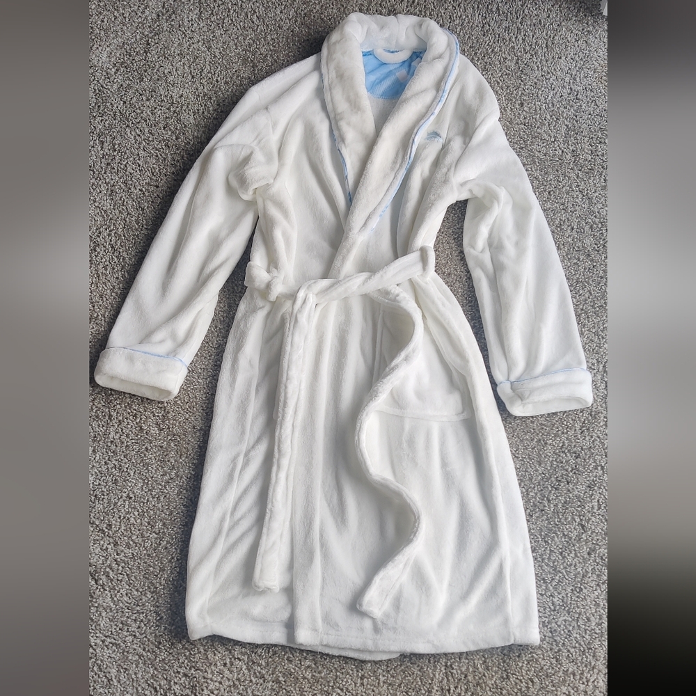Tommy Bahama White and Blue Plush Robe - Picture 2 of 9